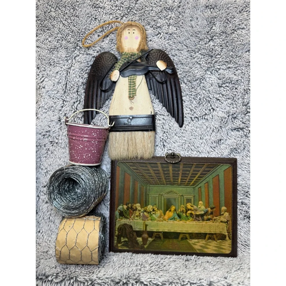 Granny Cottagecore Craft Junk Drawer Lot‎ - Folk Art Fabric Chicken Wire Media
